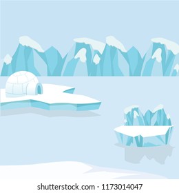 Arctic iceberg and mountains in the snow