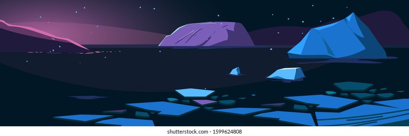 Arctic. Icebergs. Northen landscape. Vector illustration