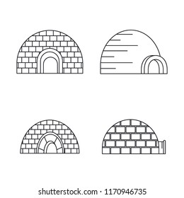 Arctic igloo icon set. Outline set of arctic igloo vector icons for web design isolated on white background