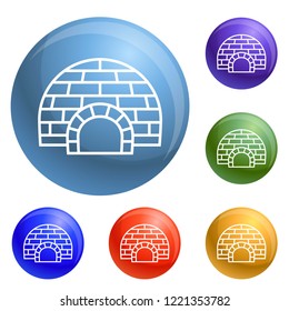Arctic igloo icons set vector 6 color isolated on white background