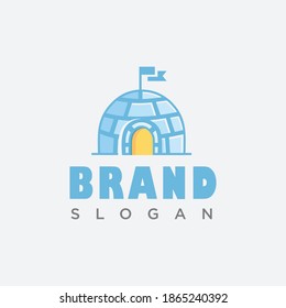 Arctic Igloo Logo vector simple design. House from ice blocks design for template. Winter dwelling of Eskimos, minimal icon isolated on light background. Igloo realistic icon in flat