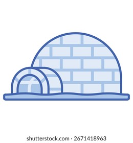 Abrigo de Igloo ártico com entrada, padrão de tijolo azul, barras de neve