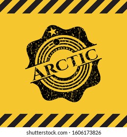 Arctic inside warning sign, black grunge emblem. Vector Illustration. Detailed.