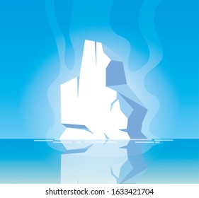 arctic landscape with blue sky and iceberg, north pole vector illustration design