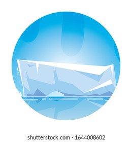 arctic landscape with blue sky and iceberg, north pole vector illustration design