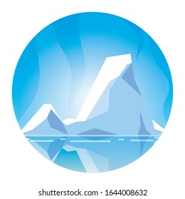 arctic landscape with blue sky and iceberg, north pole vector illustration design