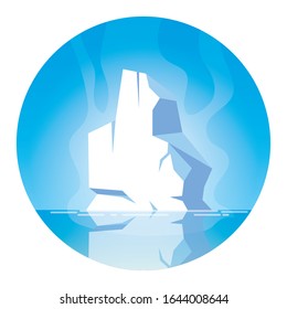 arctic landscape with blue sky and iceberg, north pole vector illustration design