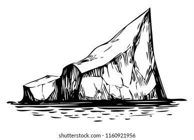 Arctic landscape. Iceberg. Hand drawn illustration converted to vector