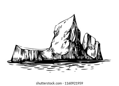 Arctic landscape. Iceberg. Hand drawn illustration converted to vector