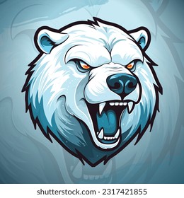 Majestad del Ártico: Vector de logotipo de mascota de oso polar con iluminación moderna para impresiones de equipo deportivo y de deportación