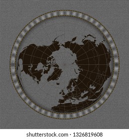 Arctic map on a brown jeans texture background