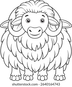 Arctic musk ox drawing ideal for animal coloring projects