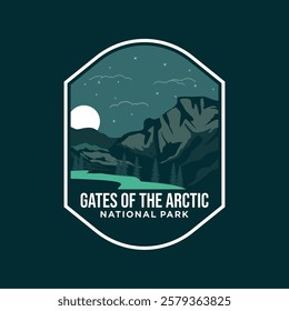 Arctic National Park Emblem patch logo illustration night concept