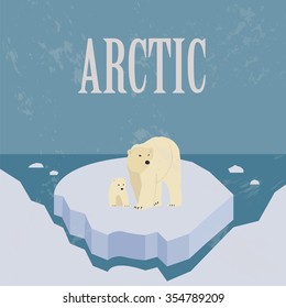 Arctic (North Pole). Retro styled image. Vector illustration