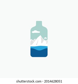 Arctic panoramic in a bottle vector illustration