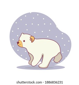 Arctic polar animal, cute white bear on blue background. Flat design.Vector Illustration. Polar bear cartoon character. Cute Polar Bear. Merry Christmas bear