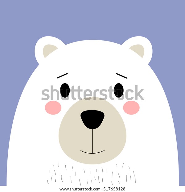 青の背景に北極の極性動物 かわいい白い熊 フラットデザイン ベクターイラスト のベクター画像素材 ロイヤリティフリー