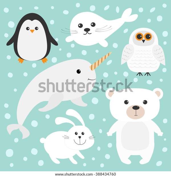 北極極性動物セット 白クマ フクロウ ペンギン アザラシの子
