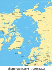 Arctic Region Map - Detailed Vector Illustration