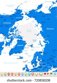 Arctic Region Map - Detailed Vector Illustration