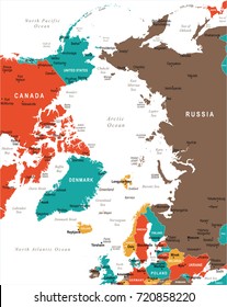 Arctic Region Map - Detailed Vector Illustration