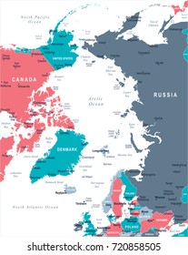 Arctic Region Map - Detailed Vector Illustration