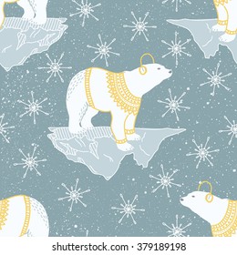 Arctic Space Pattern with Bear and Iceberg