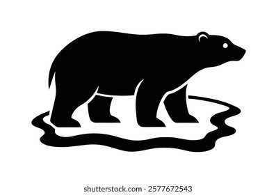 Arctic Swim Bear Silhouette Design.