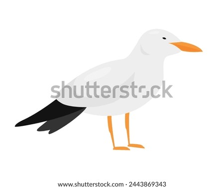 Arctic tern bird. Arctic and antarctic animals, snow ocean fauna cartoon vector illustration