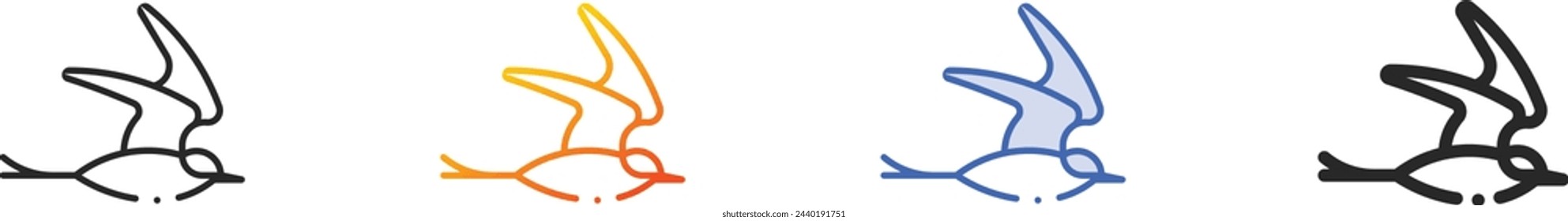 arctic tern icon.Thin Linear, Gradient, Blue Stroke and bold Style Design Isolated On White Background