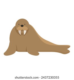 Arctic walrus icon cartoon vector. Ice pole animal. Exploration scientist cold region