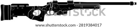 Arctic Warfare AWM Sniper Rifle Side View Vector Silhouette Illustration