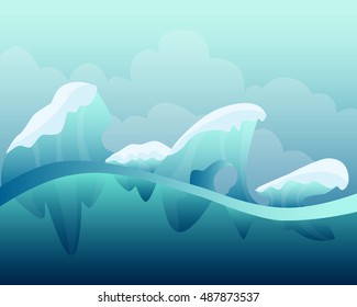 Arctic winter landscape. Game Design. Vector illustration