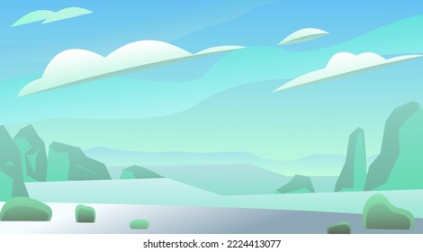 Arctic. Winter landscape. Harsh cold nature. Snow and ice frost. Cartoon fun style. Flat design. Vector