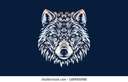 Lobo ártico de fondo oscuro