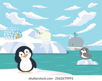 Arctic Wonderland with Animals background