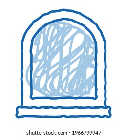 arcuate window sketch icon vector. Hand drawn blue doodle line art arcuate window sign. isolated symbol illustration