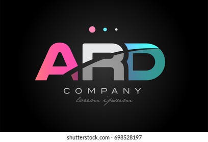 ARD a r d three 3 letter logo combination alphabet vector creative company icon design template modern  pink blue white grey