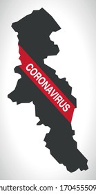 Ardabil IRAN province map with Coronavirus warning illustration