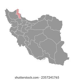 Ardabil province map, administrative division of Iran. Vector illustration.