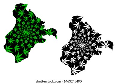 Ardahan (Provinces of the Republic of Turkey) map is designed cannabis leaf green and black, Ardahan ili map made of marijuana (marihuana,THC) foliage,