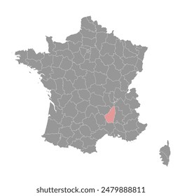 Ardeche department map, administrative division of France. Vector illustration.