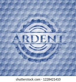 Ardent blue emblem with geometric pattern.