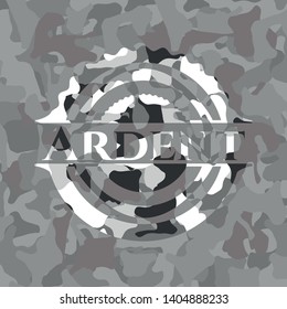 Ardent grey camouflaged emblem. Vector Illustration.