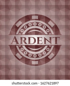 Ardent red seamless emblem with geometric pattern.