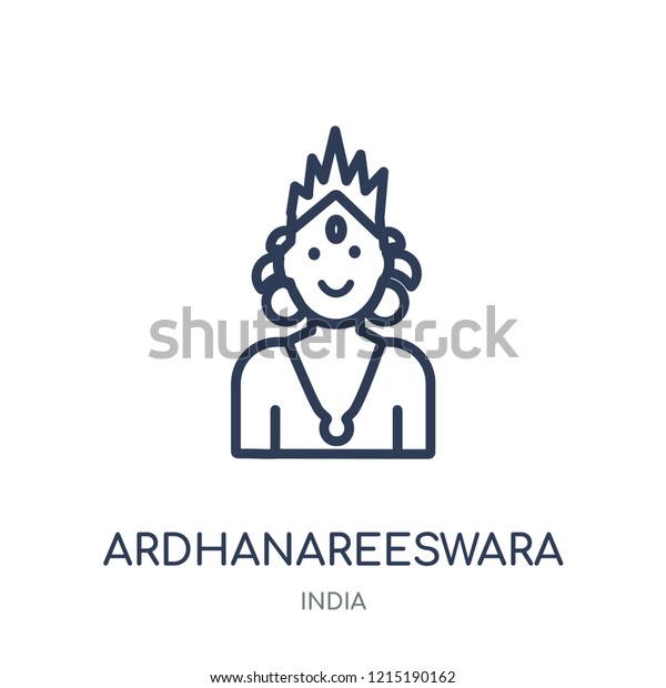 Ardhanareeswara Icon Ardhanareeswara Linear Symbol Design Stock Vector