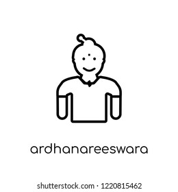 Ardhanareeswara icon. Trendy modern flat linear vector Ardhanareeswara icon on white background from thin line india collection, editable outline stroke vector illustration