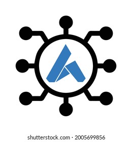 Ardor bitcoin crypto currency icon (Black and blue Vector illustration)