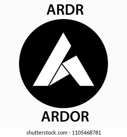 Ardor Coin cryptocurrency blockchain icon. Virtual electronic, internet money or cryptocoin symbol, logo