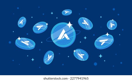 Ardor coins falling from the sky. ARDR cryptocurrency concept banner background.